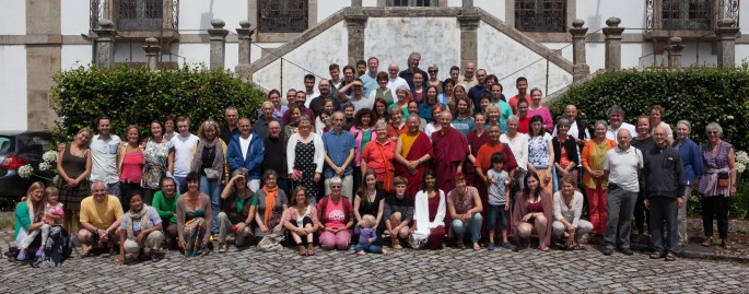 Rinpoche in group photo with summer camp participants